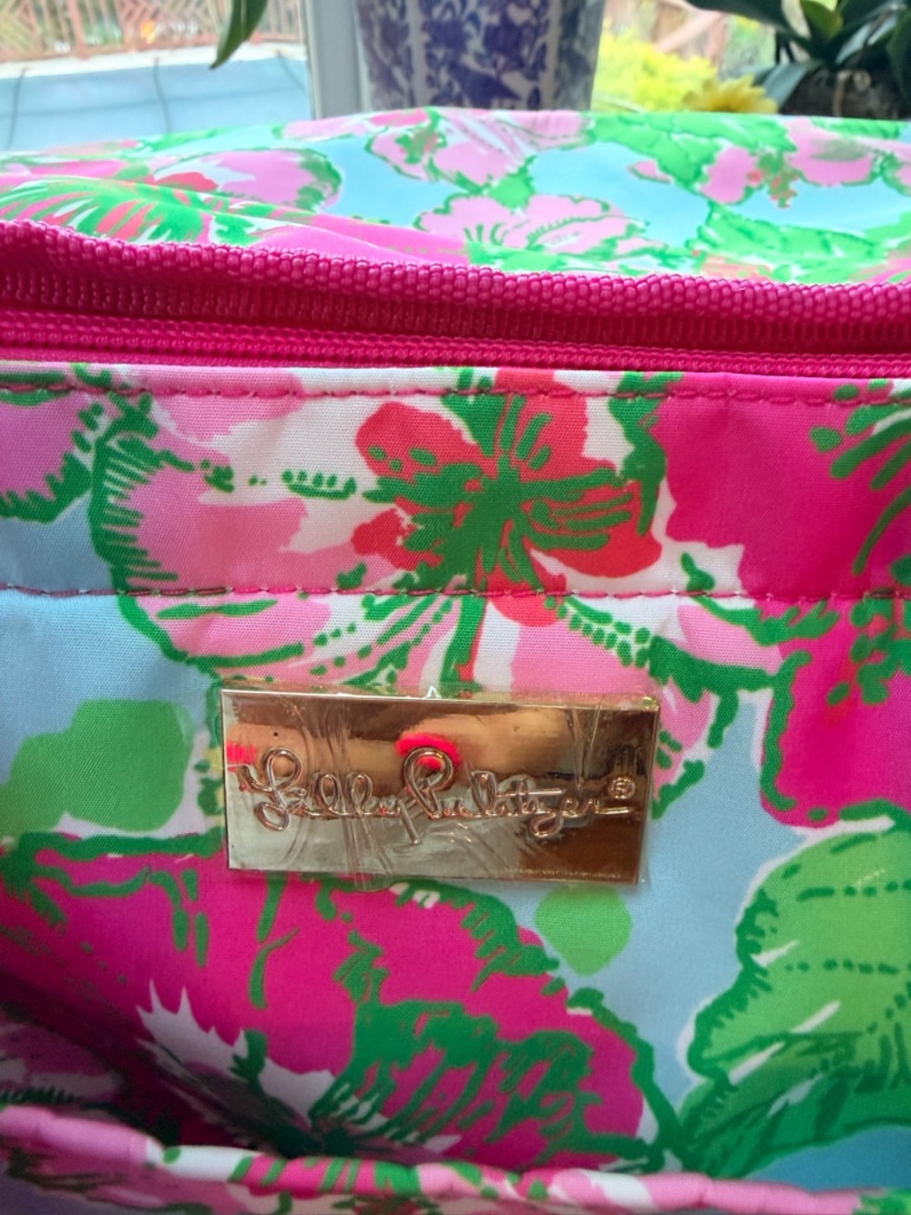 Lilly Pulitzer Pink Green Floral Cosmetic Tote - Picture 3 of 8